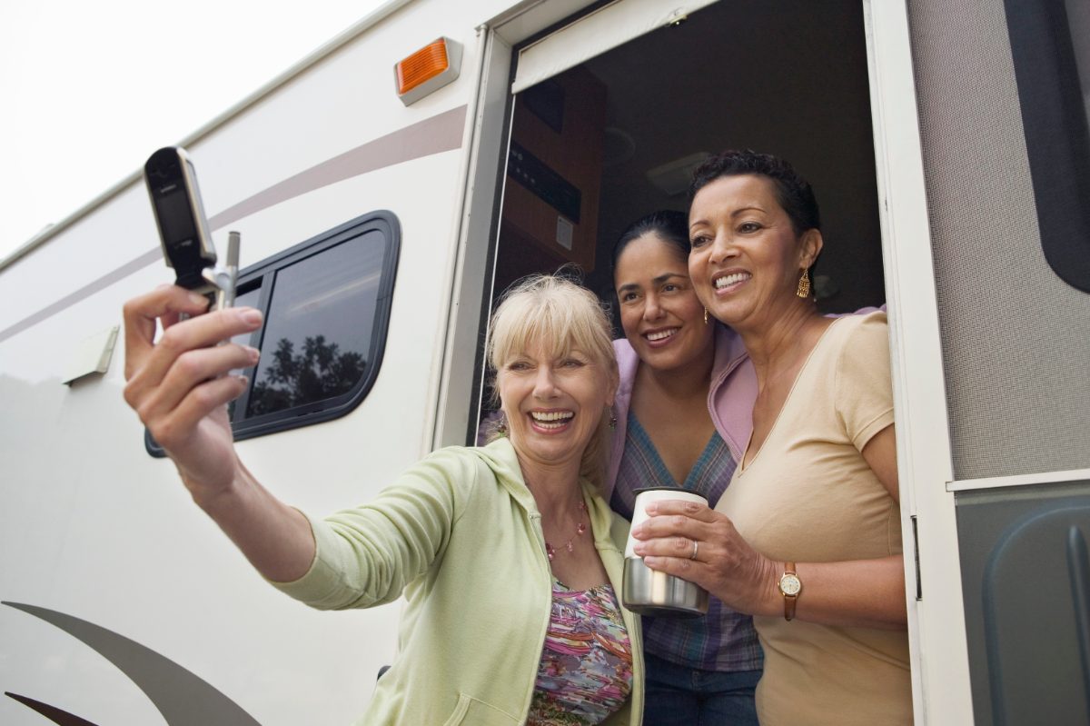 Three women taking a picture together